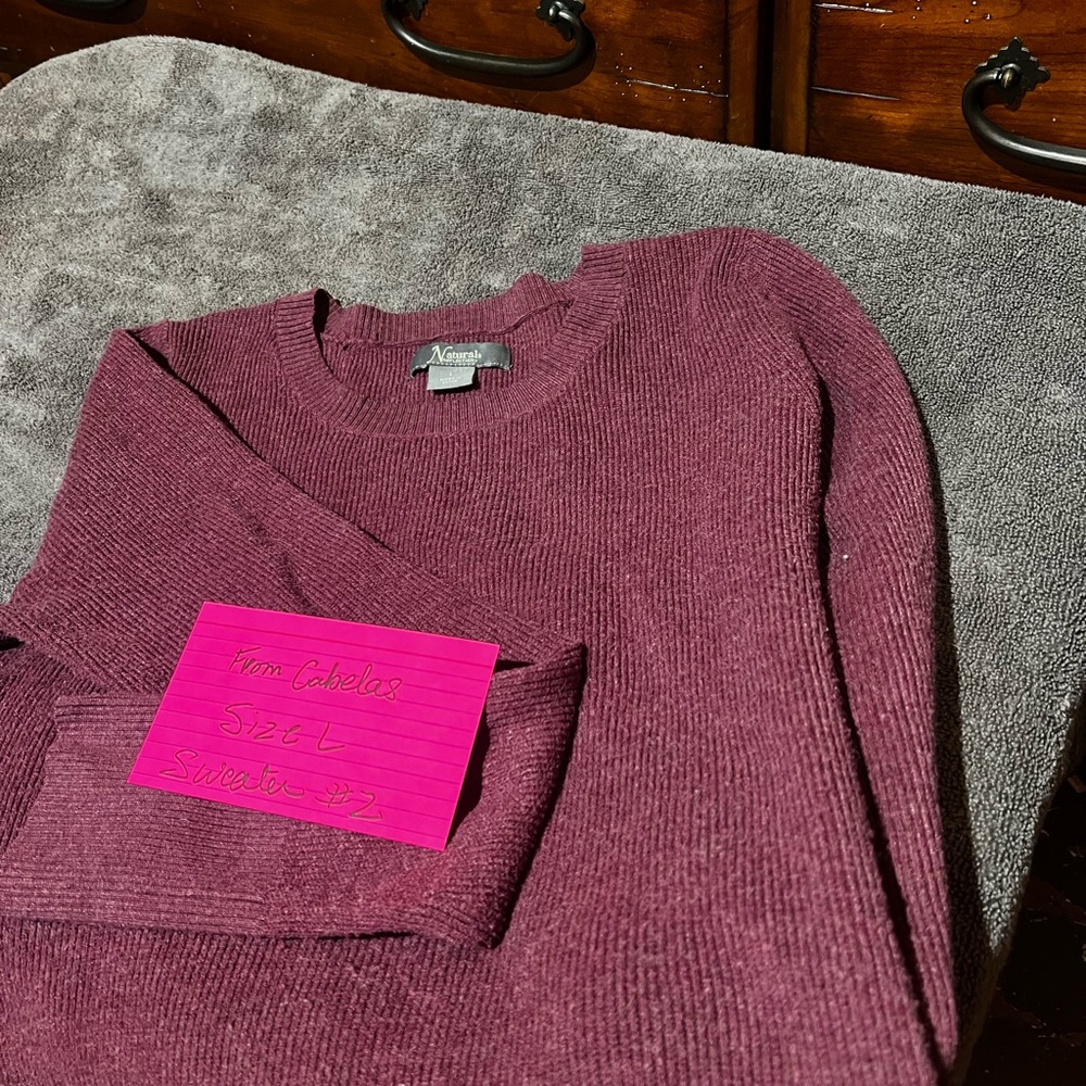 Cabela's Red Crew Neck Sweater Ribbed Knit Cozy